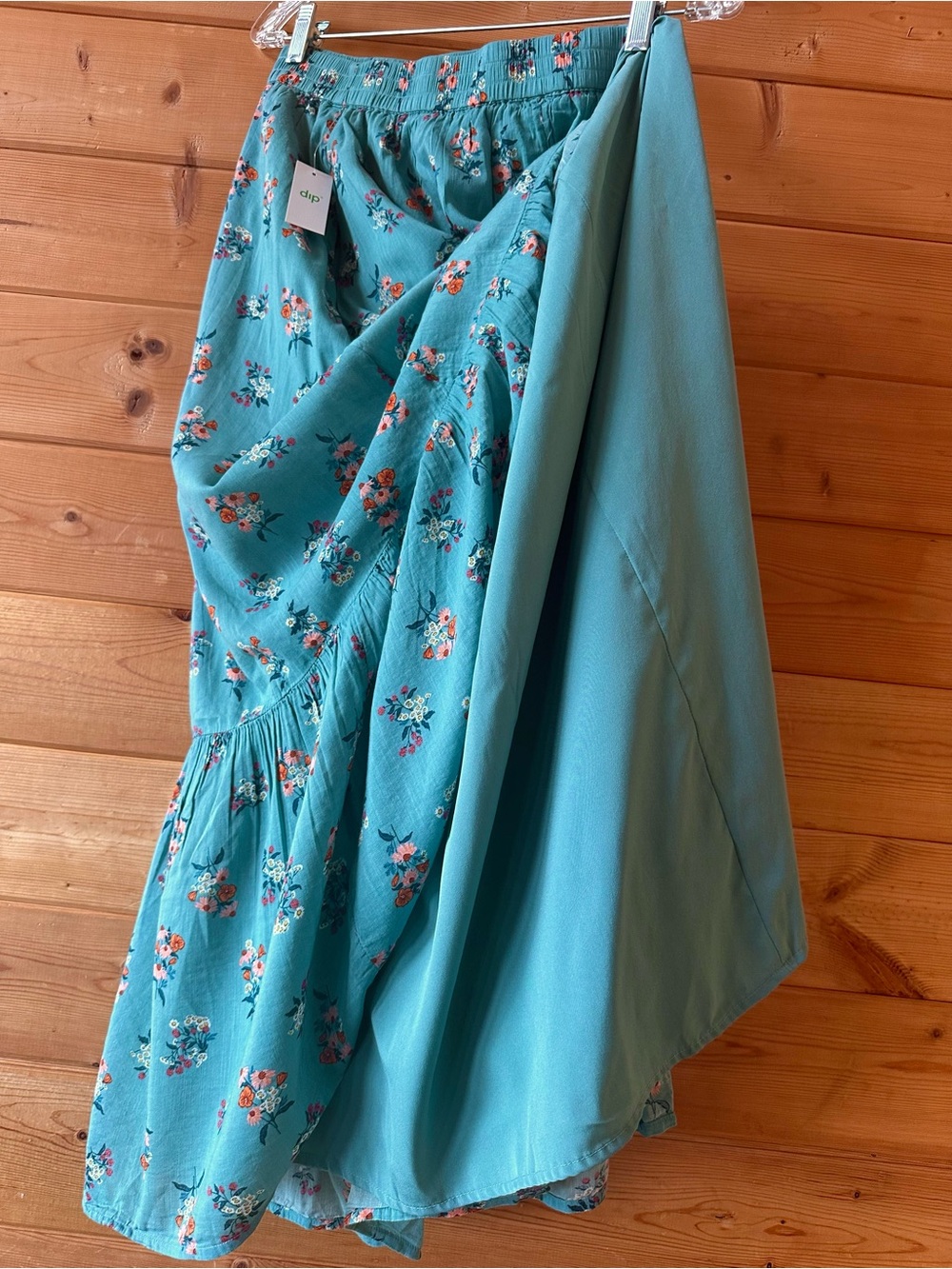Turquoise/sage Floral Maxi Skirt 36” - Picture 3 of 4